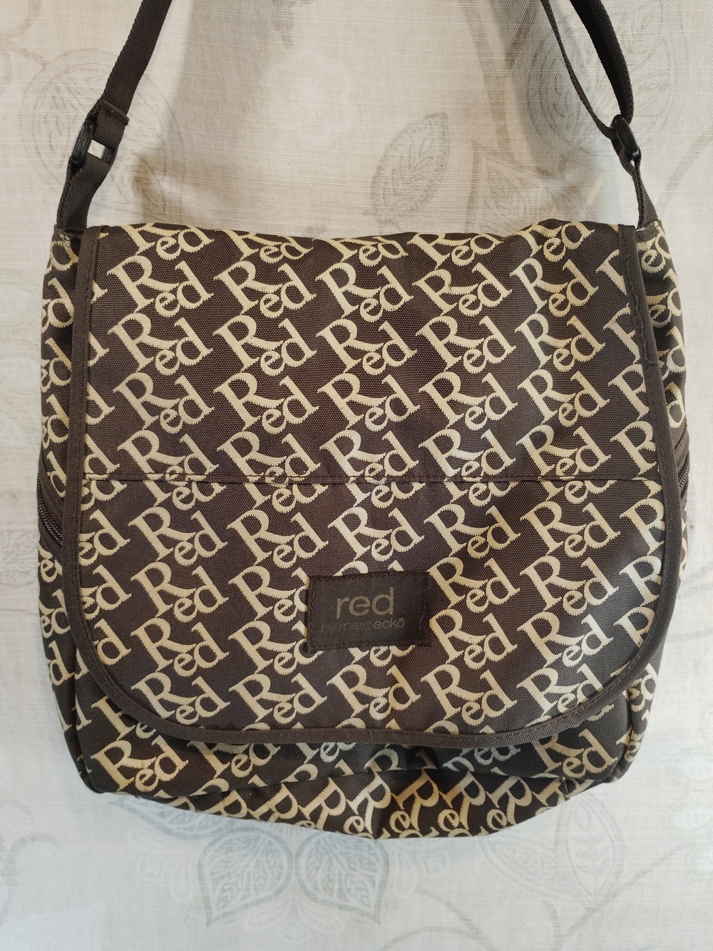 Marc Ecko Red Monogram Brown and Cream Crossbody/Messenger Bag